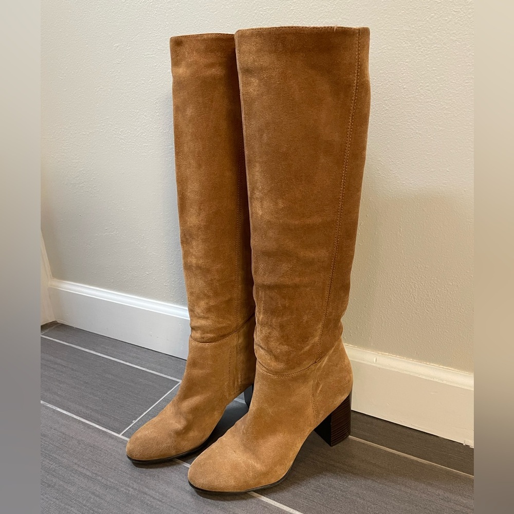 Sam Edelman Camel-Tone Suede Knee High Boots - Size 9